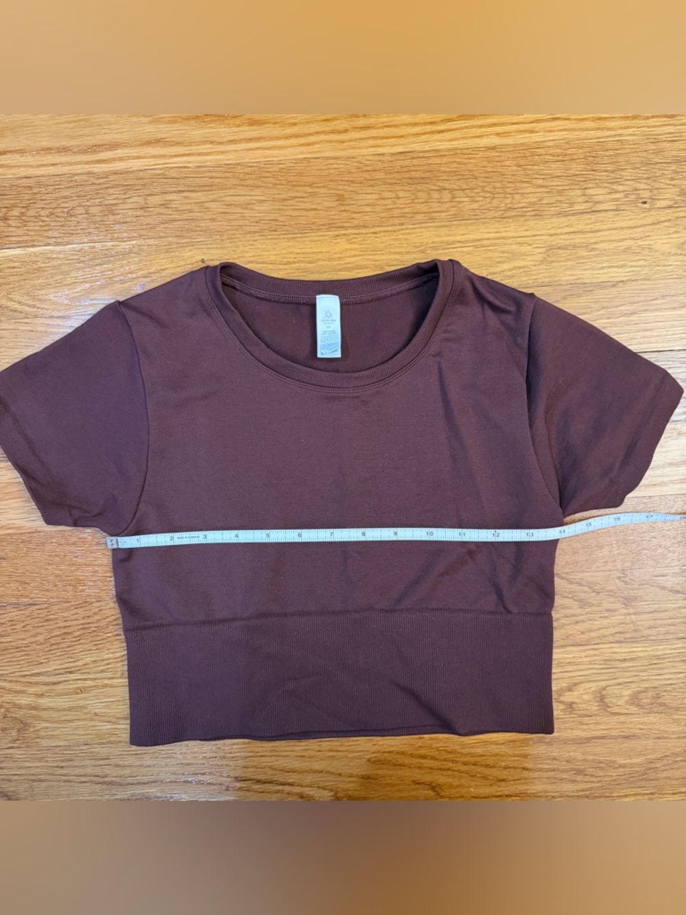 Offline by Aerie Seamless Crop Top Tee Shirt in Brown - Size Small - Picture 3 of 7